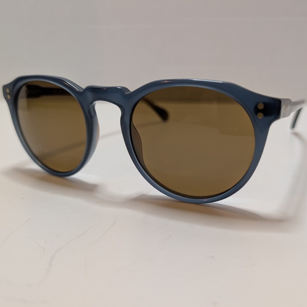 Raen Remmy 49 Sunglasses Blue Brown Polarized Cirus Round Women 49mm Minimalist